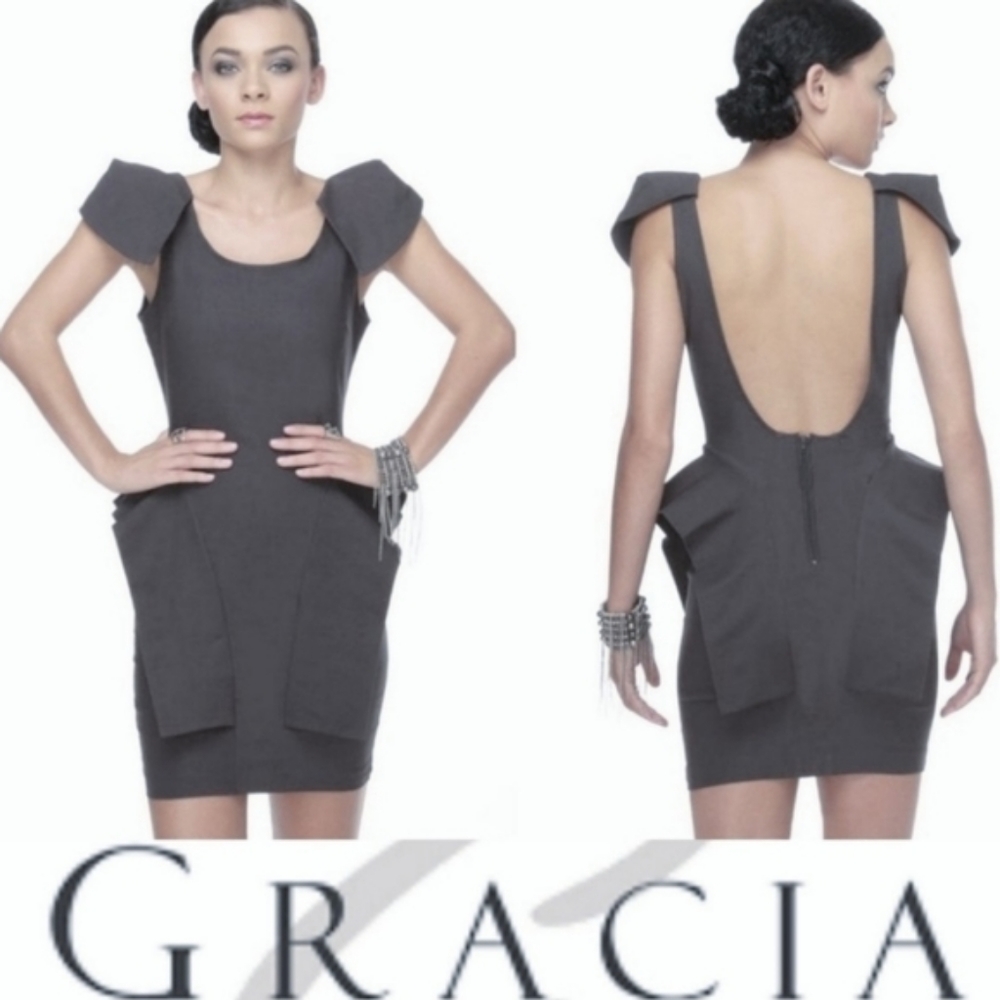 Gracia peplum dress grey, Medium NWT